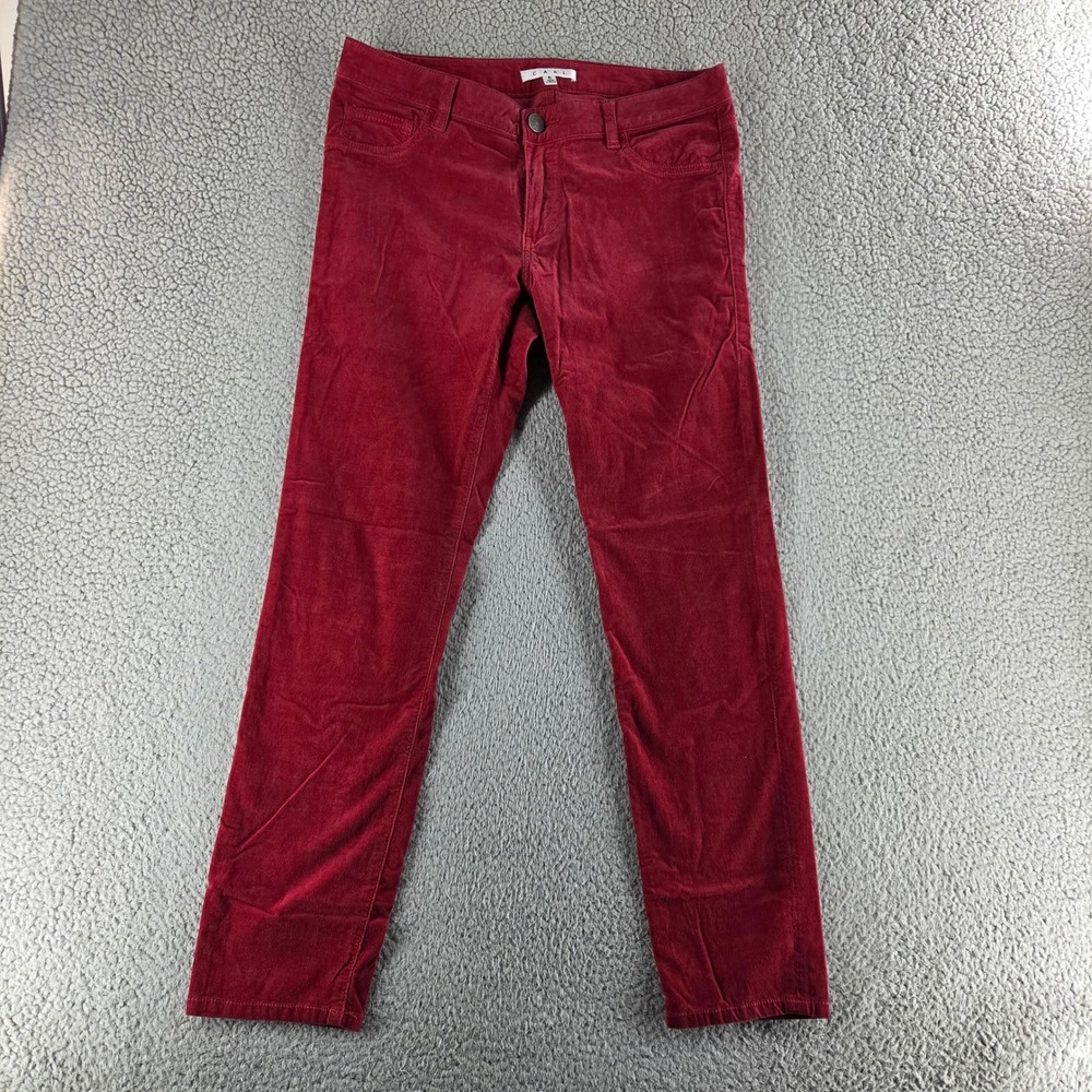 Cabi Pants Womens 6 Red‎ Corduroy Skinny Pants Mid Rise Fine Wale Tapered Leg